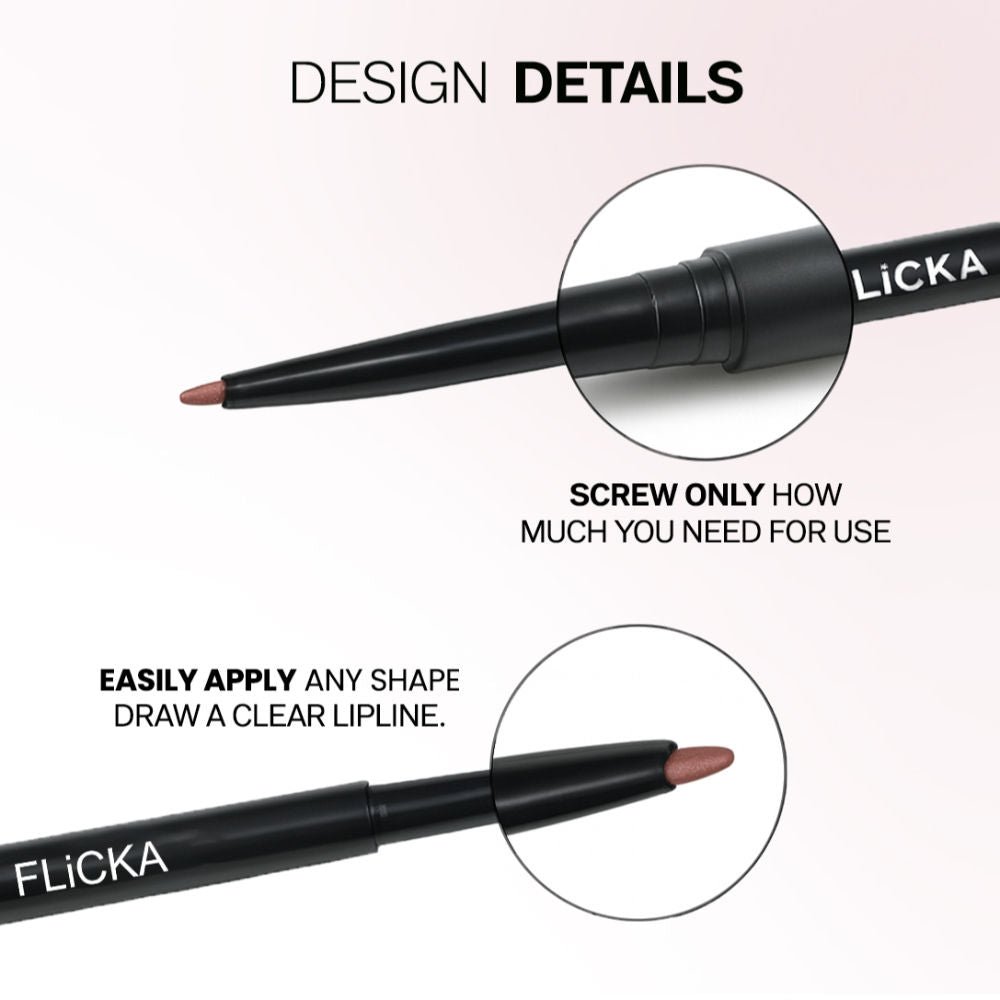Flicka Essential Boundaries Lip Liner Cream Formula Matte Finish Waterproof Smudgeproof