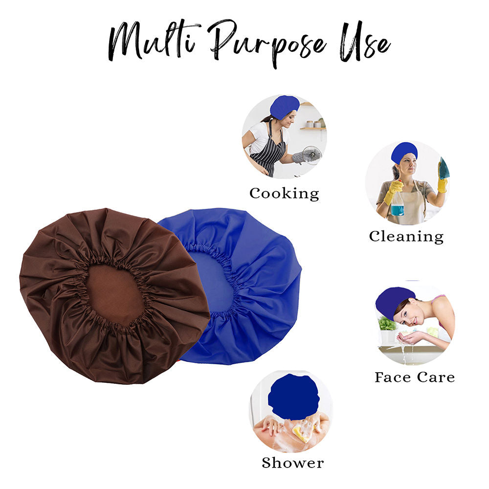 BodyHerbals Reusable Shower Caps For Women & Men 100% Water Proof, Blue And Pink