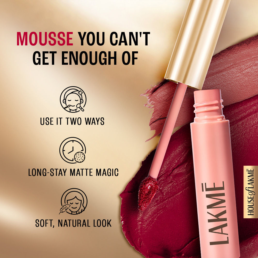 Lakme Double Duty Lip & Cheek Mousse Matte Lipstick & Soft Blush