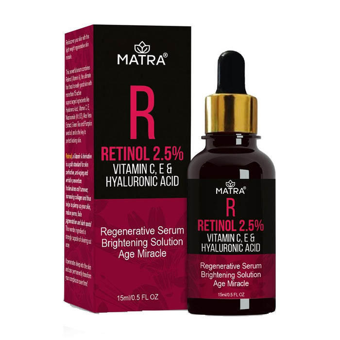 Matra 2.5% Retinol Night Serum with Vitamin C for Anti-Aging, Wrinkles, Fine Lines, Dark/ Acne Spots