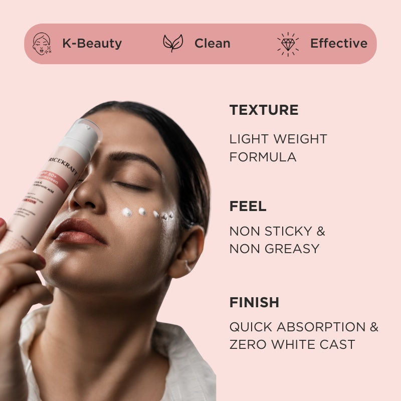 Ricekraft Spf 50+ Korean Sunscreen With Rice And Hyaluronic Acid