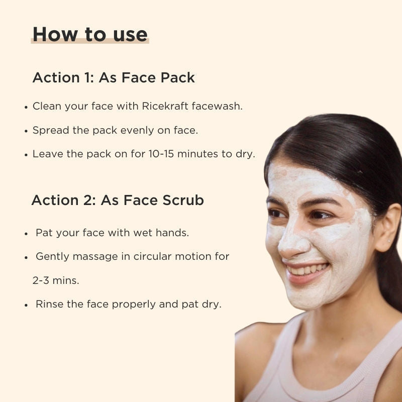 Ricekraft De Tan Face Pack Scrub With Rice, Walnut For Glowing Skin