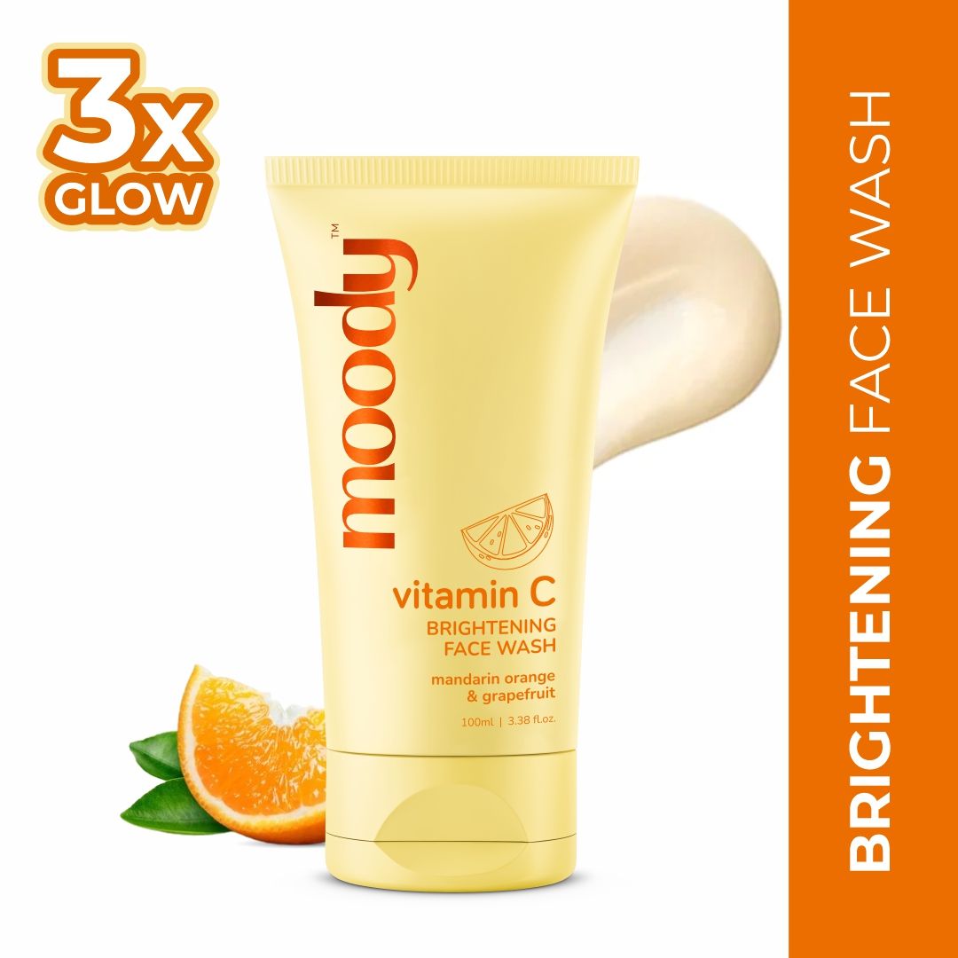 Moody Vitamin C Brightening Face Wash Cleanser With Niacinamide, AHA Grapefruit For Glowing Skin