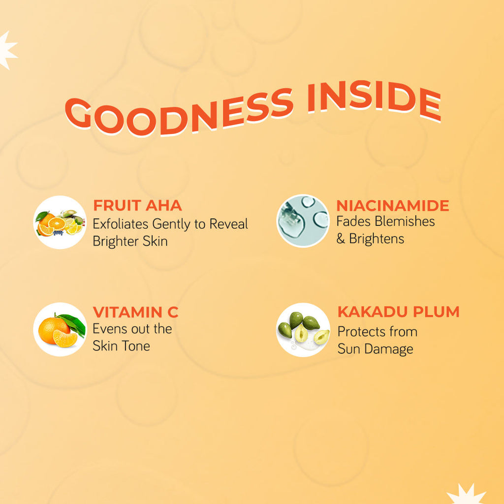 Moody Vitamin C Brightening Face Wash Cleanser With Niacinamide, AHA Grapefruit For Glowing Skin
