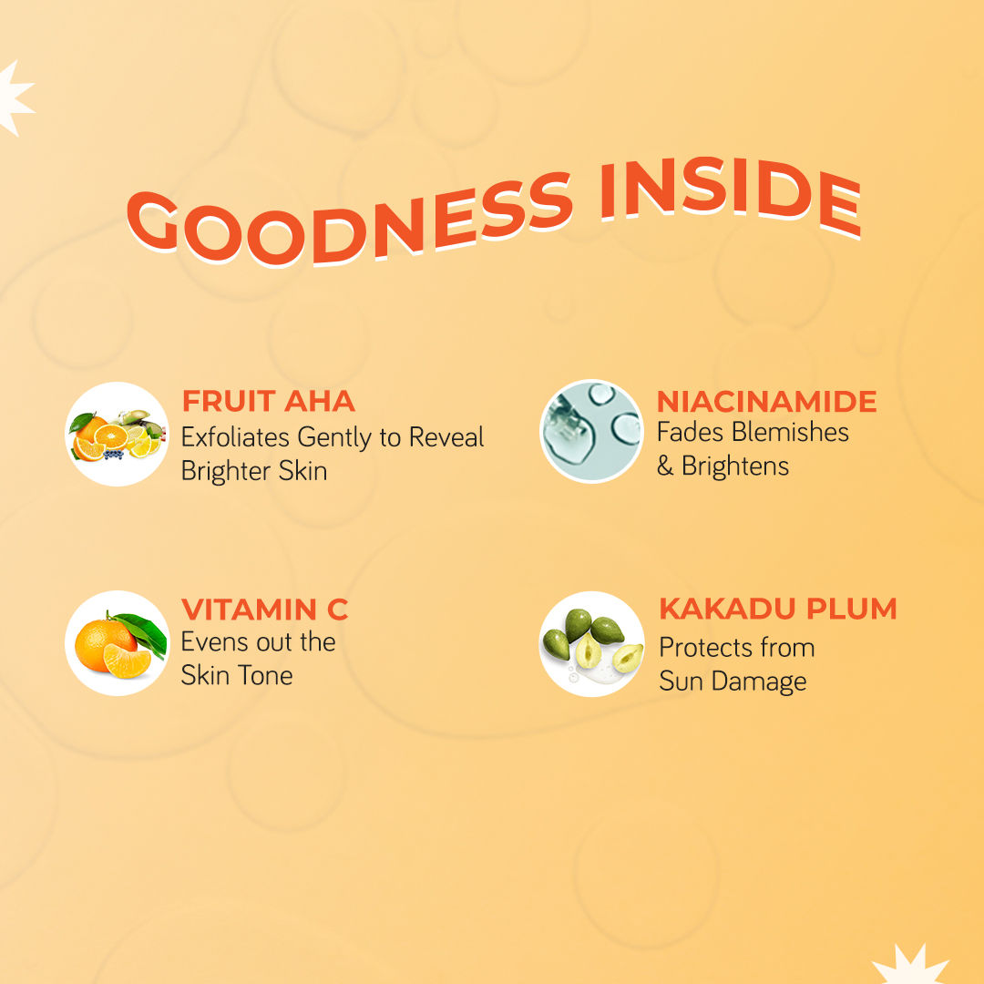 Moody Vitamin C Brightening Face Wash Cleanser With Niacinamide, AHA Grapefruit For Glowing Skin