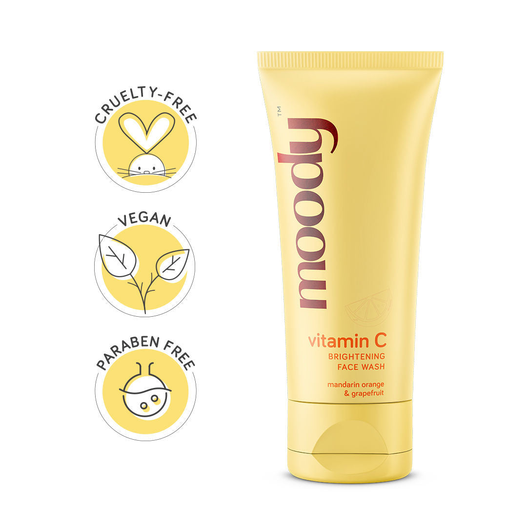 Moody Vitamin C Brightening Face Wash Cleanser With Niacinamide, AHA Grapefruit For Glowing Skin