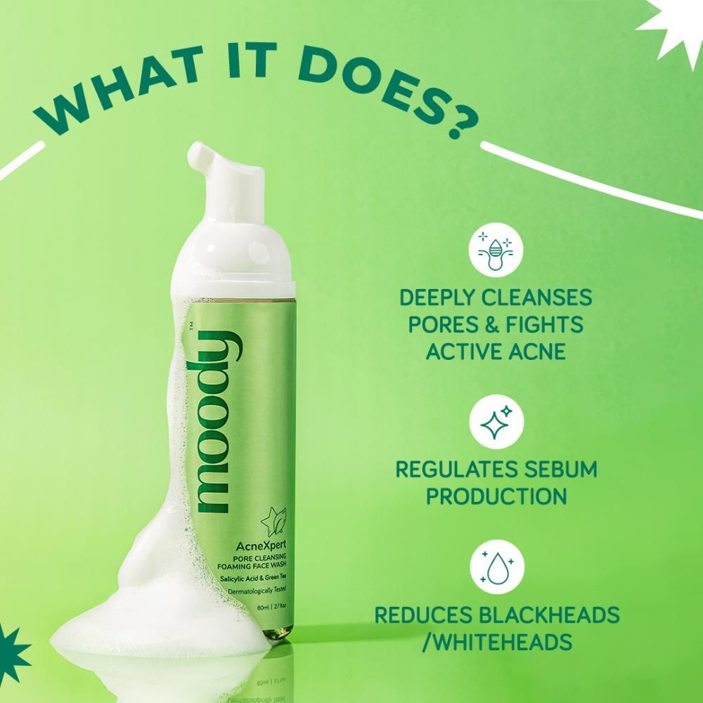 Moody Acnexpert Foaming Face Wash with Salicyclic Acid & Niacinamide For Oily & Acne Prone Skin