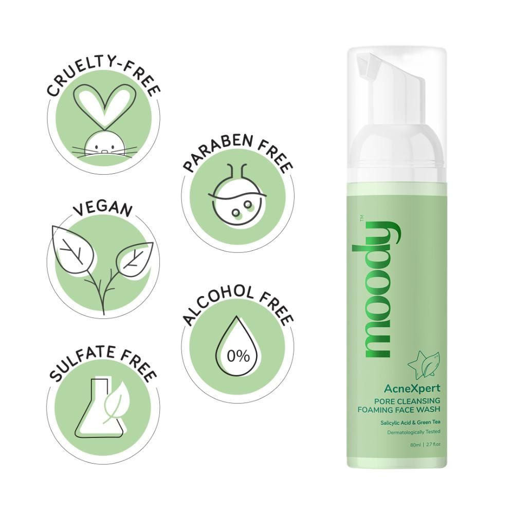 Moody Acnexpert Foaming Face Wash with Salicyclic Acid & Niacinamide For Oily & Acne Prone Skin
