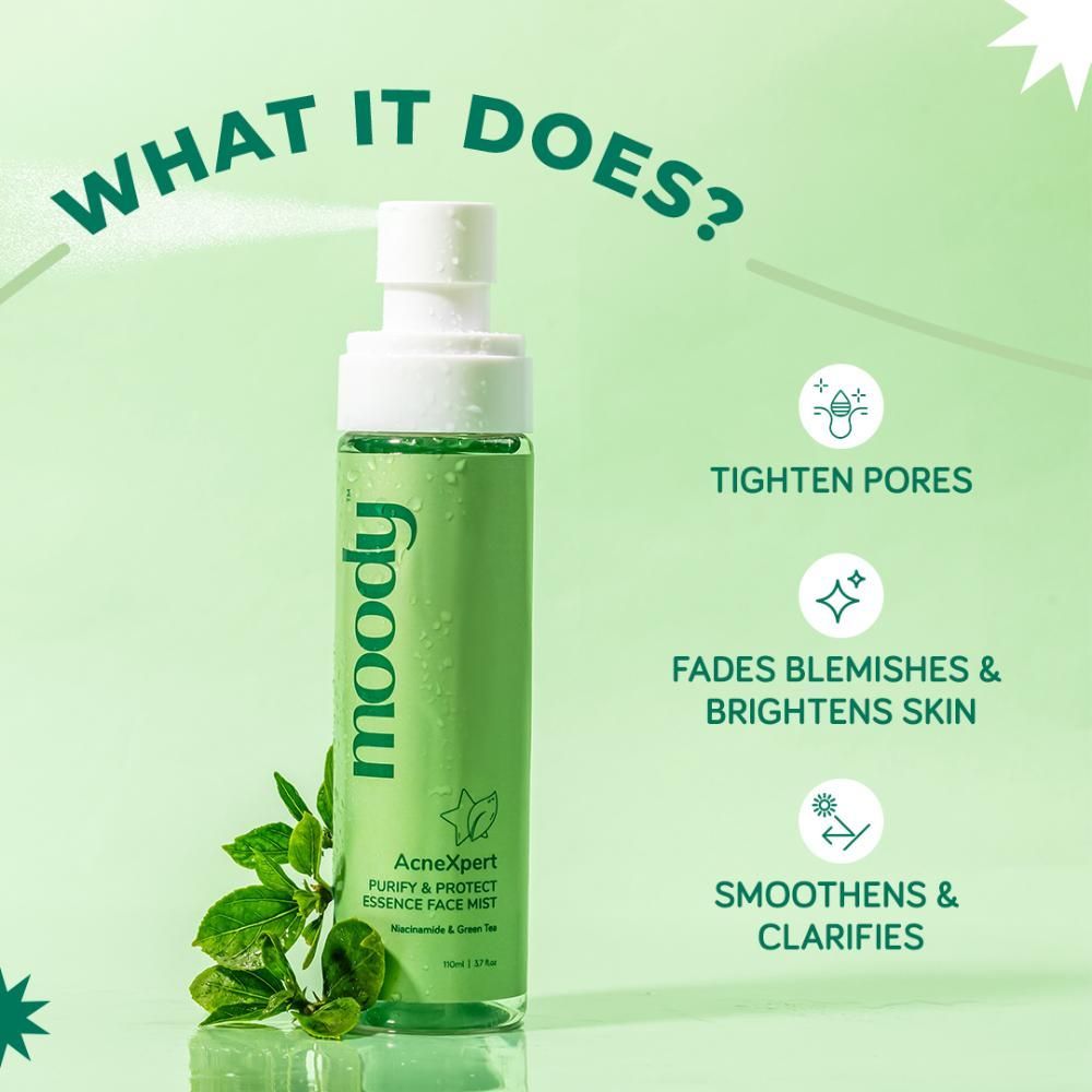 Moody Acnexpert Skin Clarifying Face Mist With Niacinamide & Green Tea - Face Toner For Oily Skin