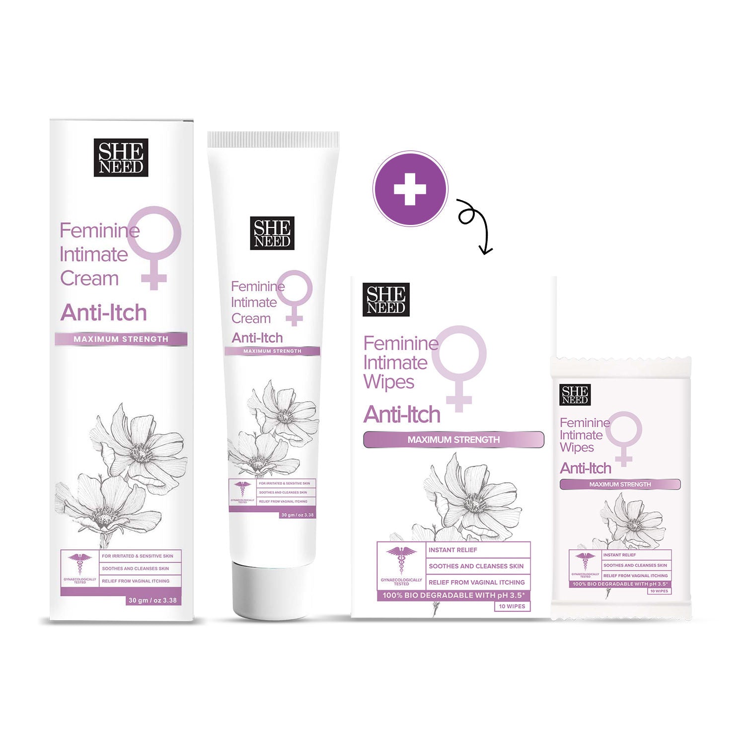 SheNeed Intimate Anti-Itch Cream + FREE SheNeed Intimate Anti-Itch Wipes