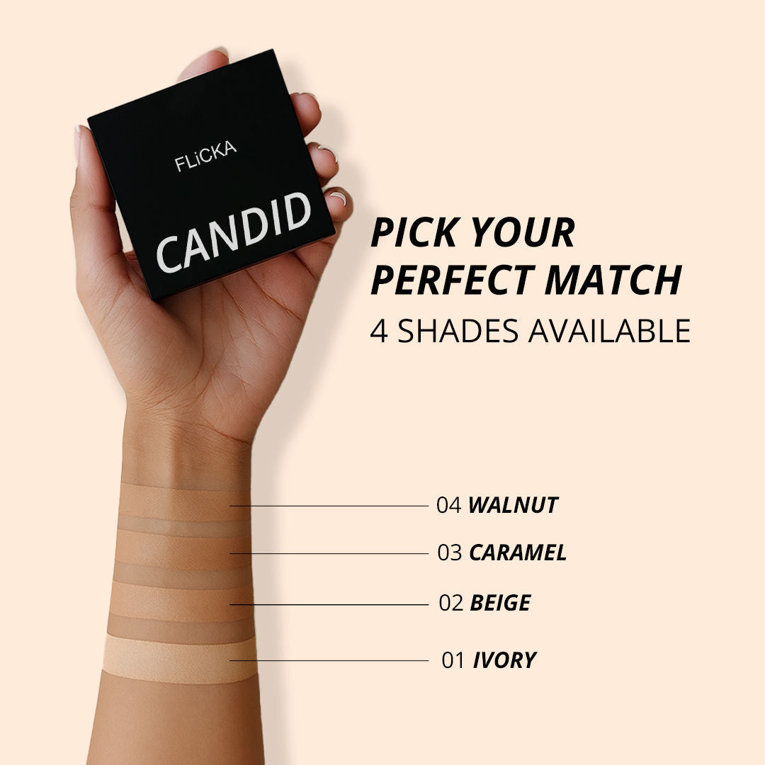 Flicka Candid Velvet Compact Powder Weightless Formula Satin Smooth Finish Perfect Blend