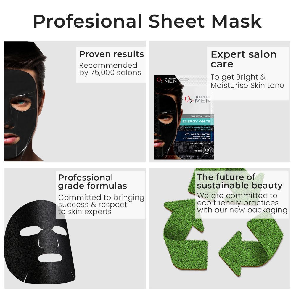 O3+ Alpha Men Energy White Charcoal Face Sheet Mask