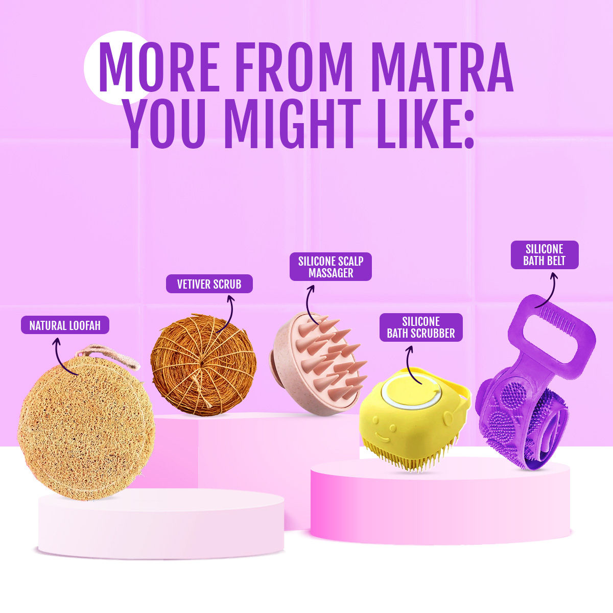 Matra 2 in 1 Bath and Shampoo Brush Double Sided Silicone Body Scrubber Scalp Massager Exfoliator