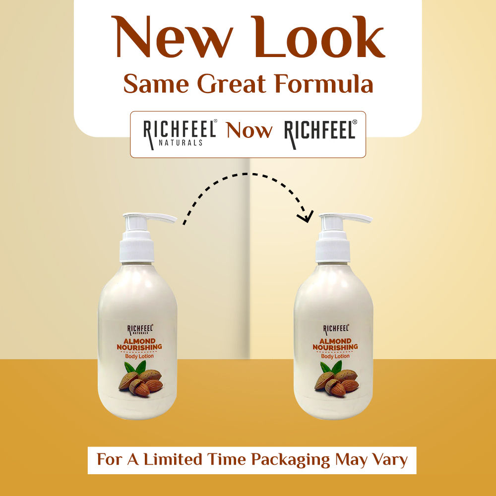 Richfeel Almond Body Lotion with 2X Almond Oil for Deep Moisturization & Smooth, Healthy Skin