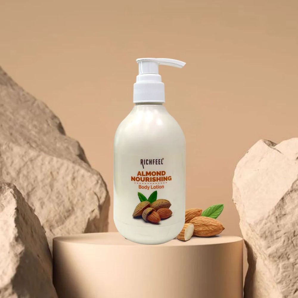 Richfeel Almond Body Lotion with 2X Almond Oil for Deep Moisturization & Smooth, Healthy Skin