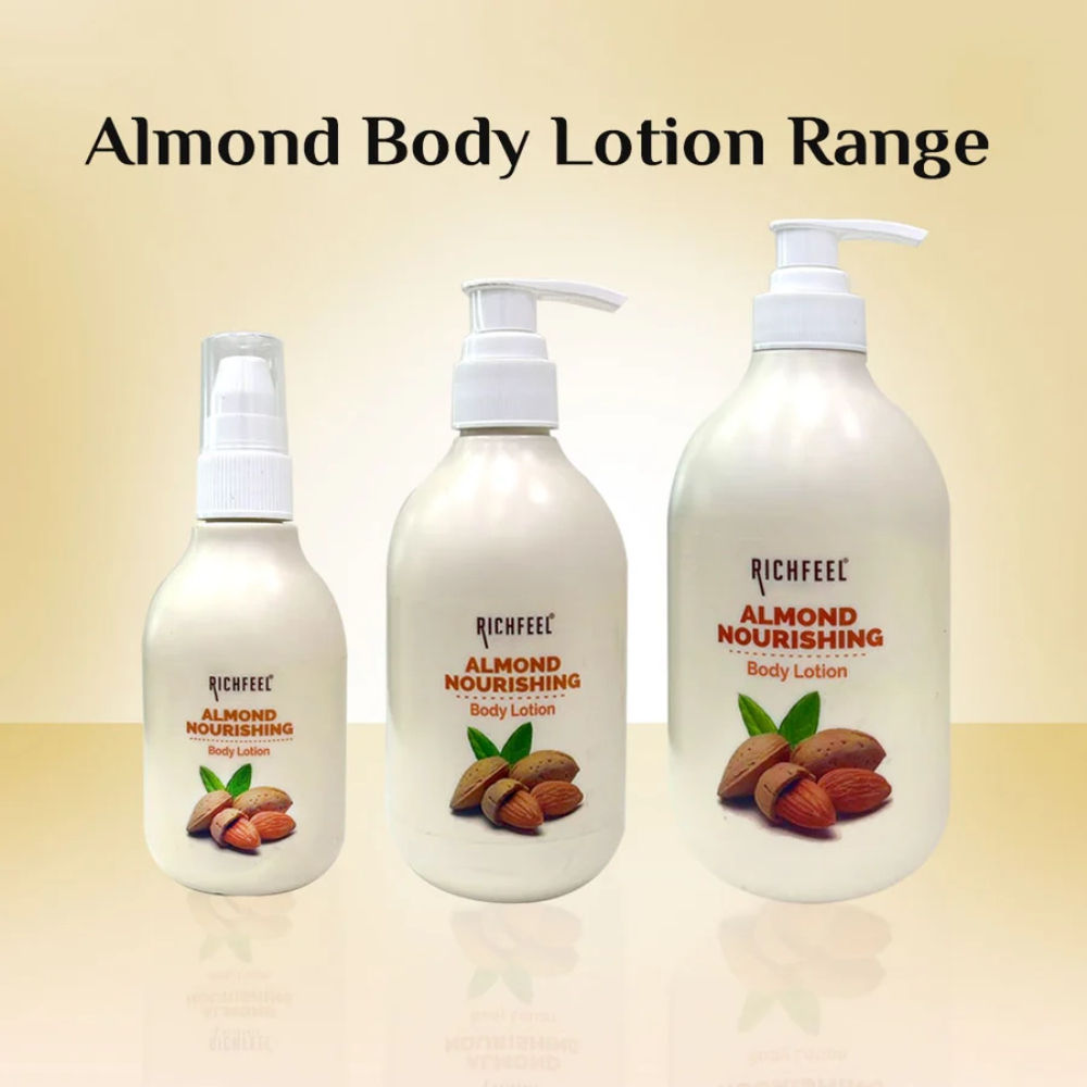 Richfeel Almond Body Lotion with 2X Almond Oil for Deep Moisturization & Smooth, Healthy Skin