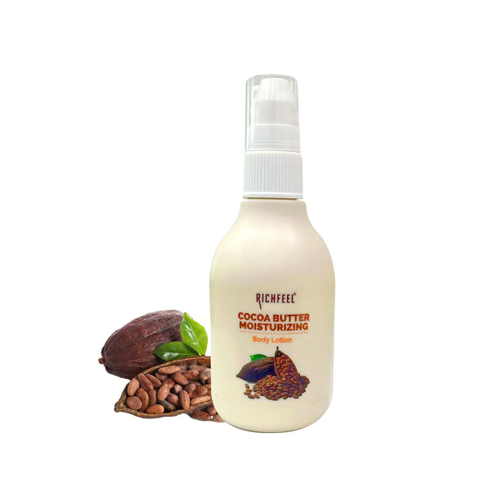 Richfeel Cocoa Butter Lotion - 48hr Moisturizing with 100% Cocoa & Shea Butter for Restored Glow