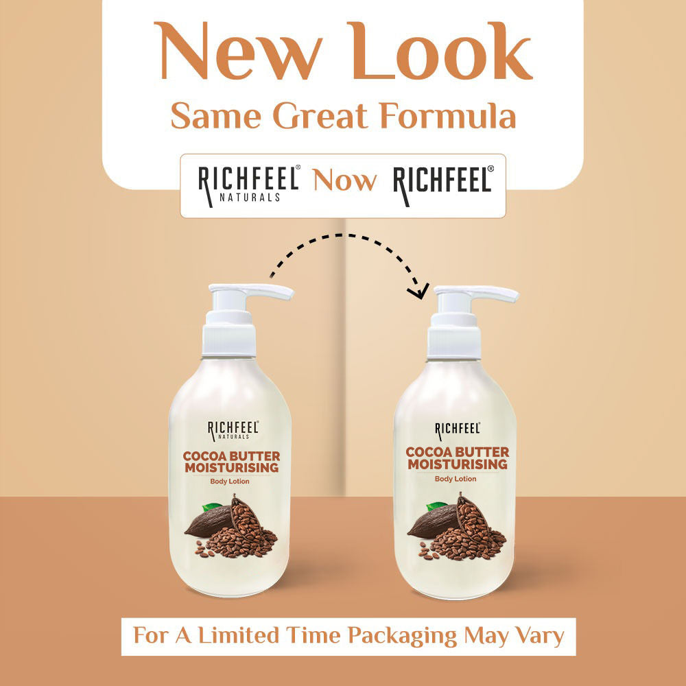 Richfeel Cocoa Butter Lotion - 48hr Moisturizing with 100% Cocoa & Shea Butter for Restored Glow