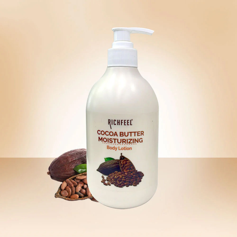 Richfeel Cocoa Butter Lotion - 48hr Moisturizing with 100% Cocoa & Shea Butter for Restored Glow