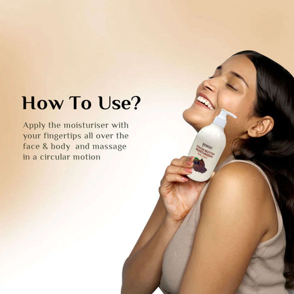 Richfeel Cocoa Butter Lotion - 48hr Moisturizing with 100% Cocoa & Shea Butter for Restored Glow