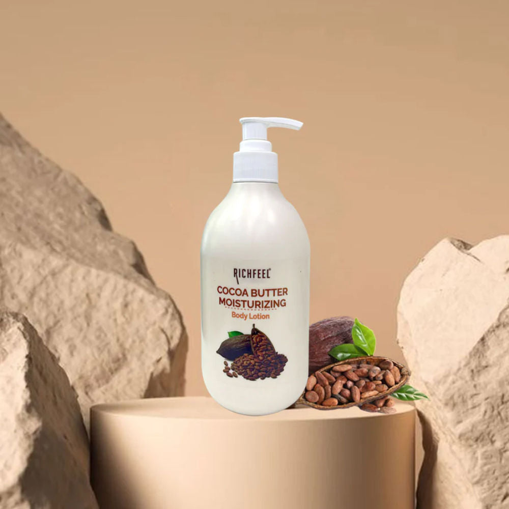 Richfeel Cocoa Butter Lotion - 48hr Moisturizing with 100% Cocoa & Shea Butter for Restored Glow