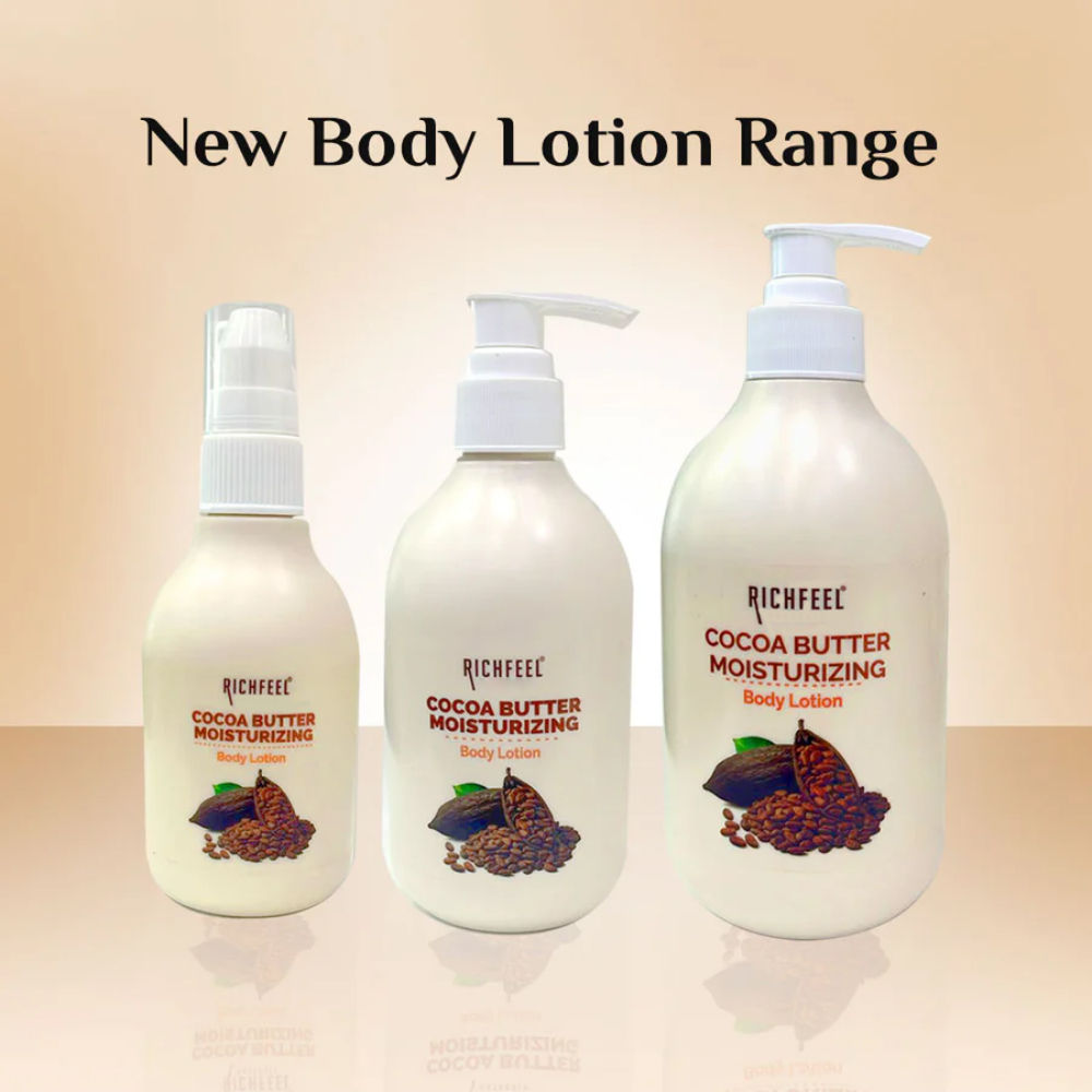 Richfeel Cocoa Butter Lotion - 48hr Moisturizing with 100% Cocoa & Shea Butter for Restored Glow