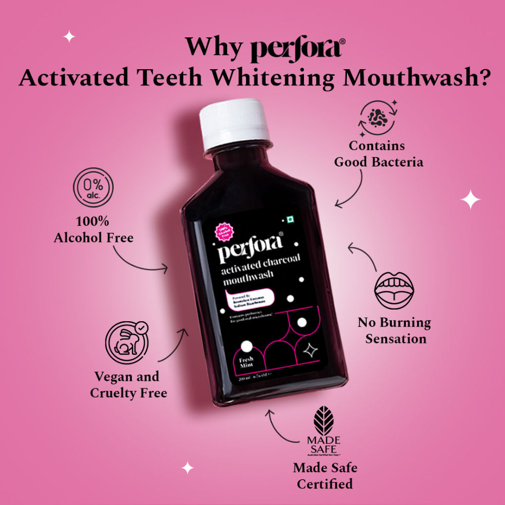 Perfora Alcohol Free Teeth Whitening Mouthwash (Activated Charcoal)