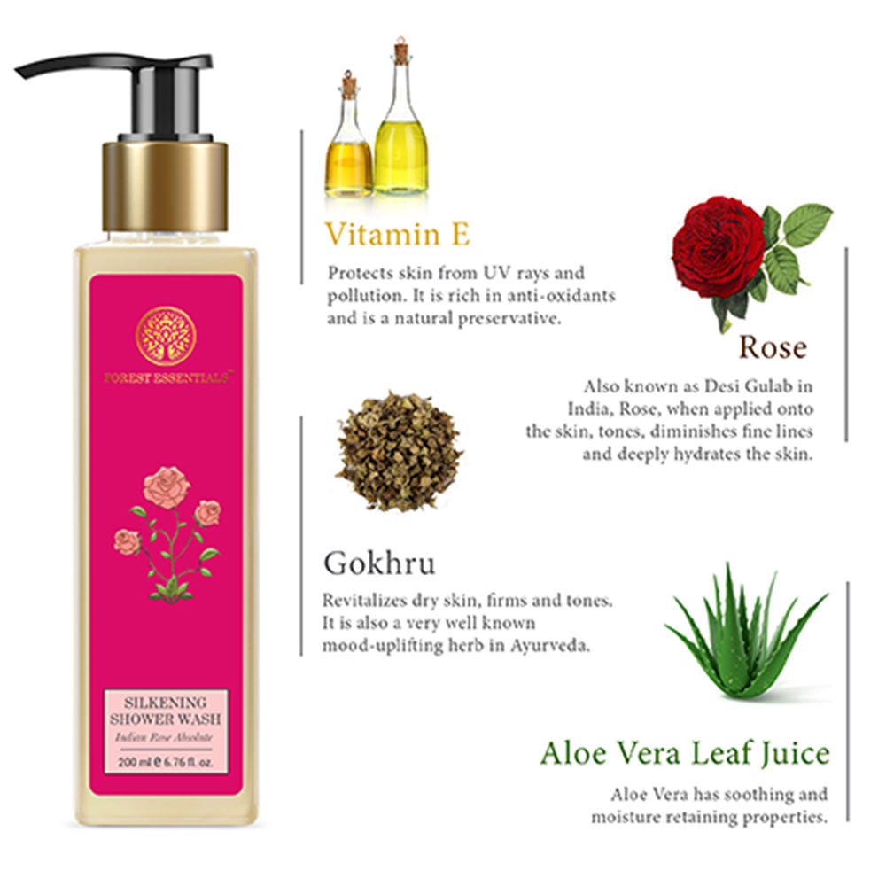 Forest Essentials Silkening Shower Wash - Indian Rose Absolute