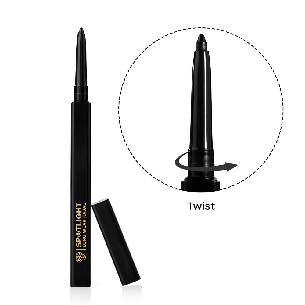 PAC Spotlight Long Wear Kajal - Intense Pigment, Matte Finish, Easy Glide, Waterproof & Smudgeproof