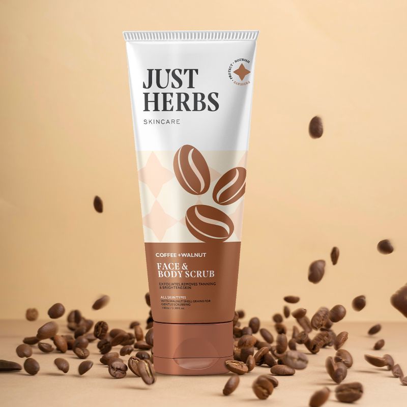 Just Herbs Coffee & Walnut Exfoliating Detan Scrub For Face And Body