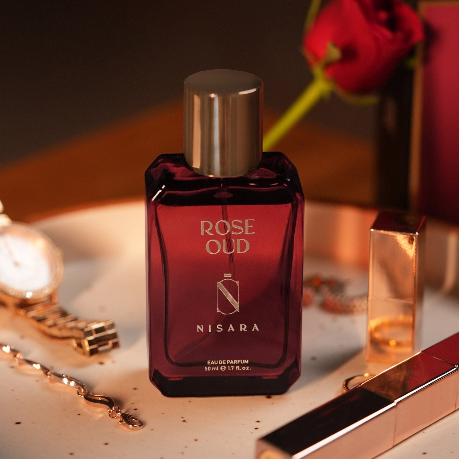 NISARA Rose Oud - Unisex Perfume For Men & Women,Eau De Parfum,Long Lasting Rose & Amber Fragrance