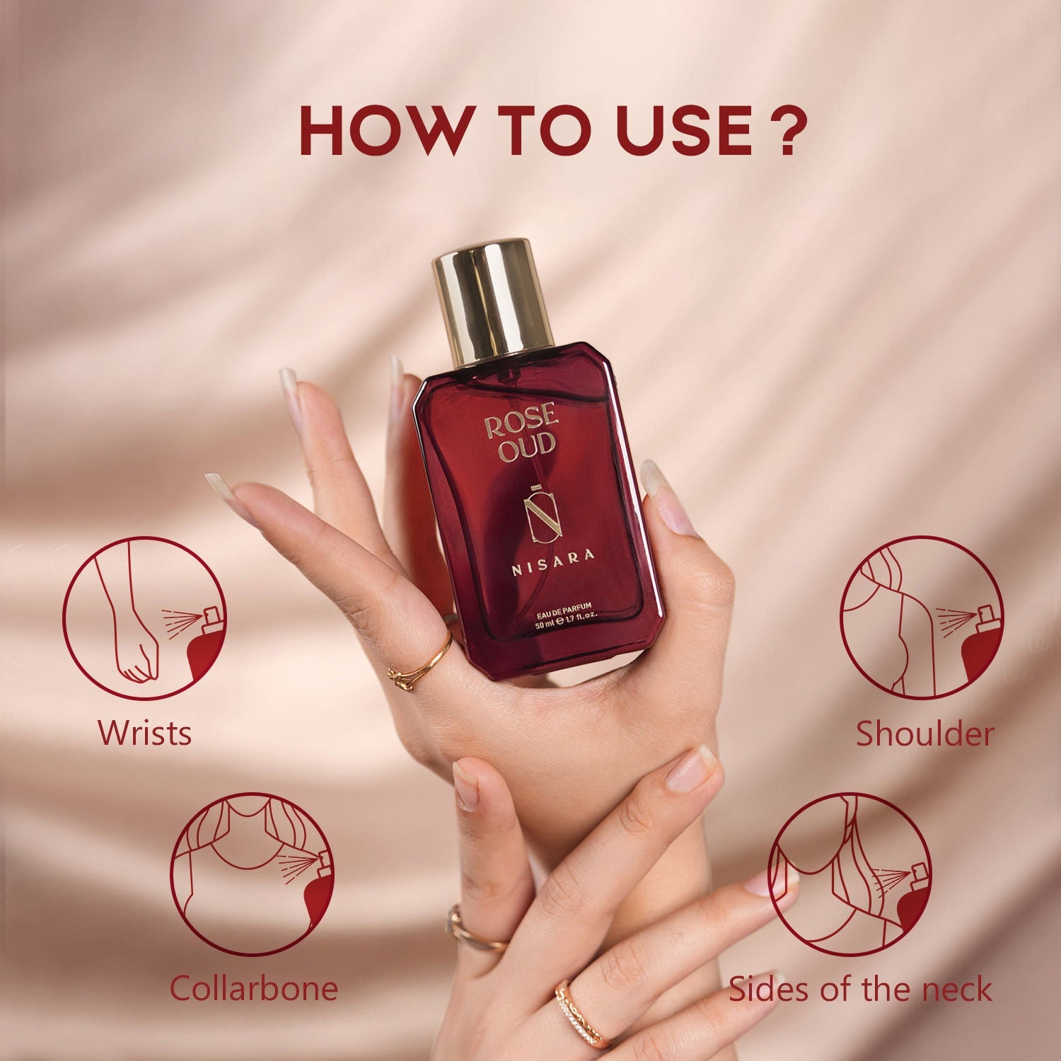 NISARA Rose Oud - Unisex Perfume For Men & Women,Eau De Parfum,Long Lasting Rose & Amber Fragrance