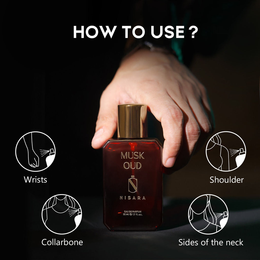 NISARA Musk Oud - Unisex Perfume For Men & Women,Eau De Parfum,Lasting Amber & Woody Fragrance