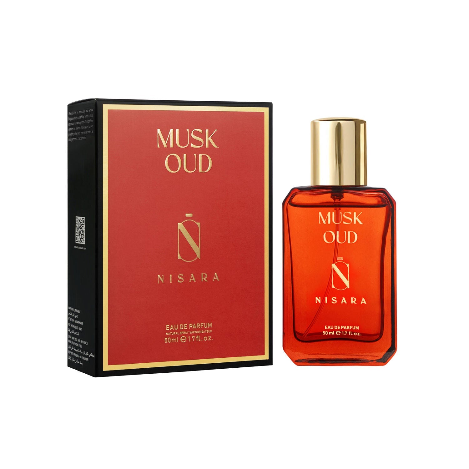 NISARA Musk Oud - Unisex Perfume For Men & Women,Eau De Parfum,Lasting Amber & Woody Fragrance