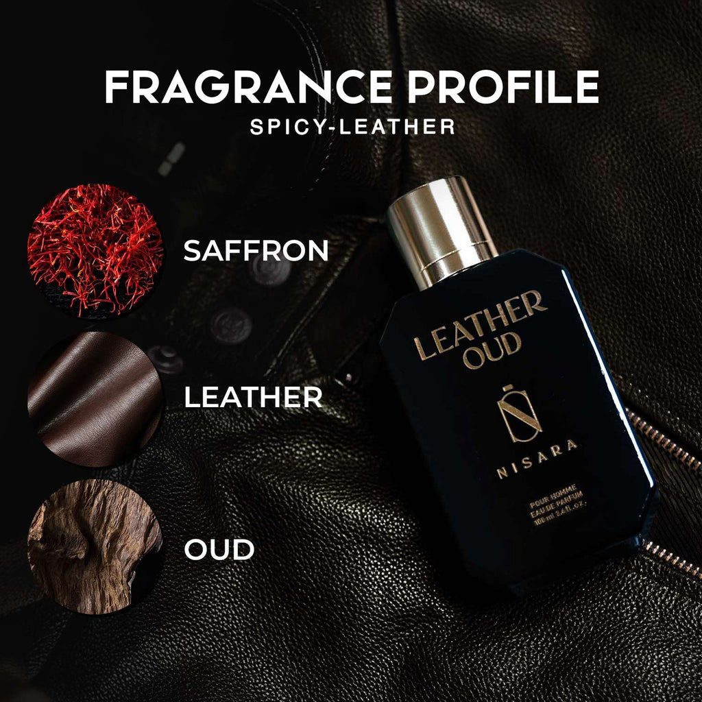 NISARA Leather Oud - Perfume For Men,Eau De Parfum,Long Lasting Spicy-Leather Fragrance