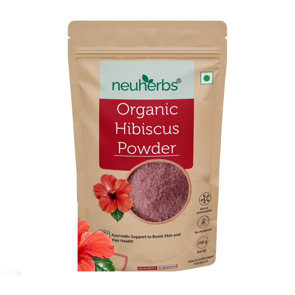 Neuherbs Organic Hibiscus Powder to Boost Skin and Hair Health with Vitamin C and No Added Colour