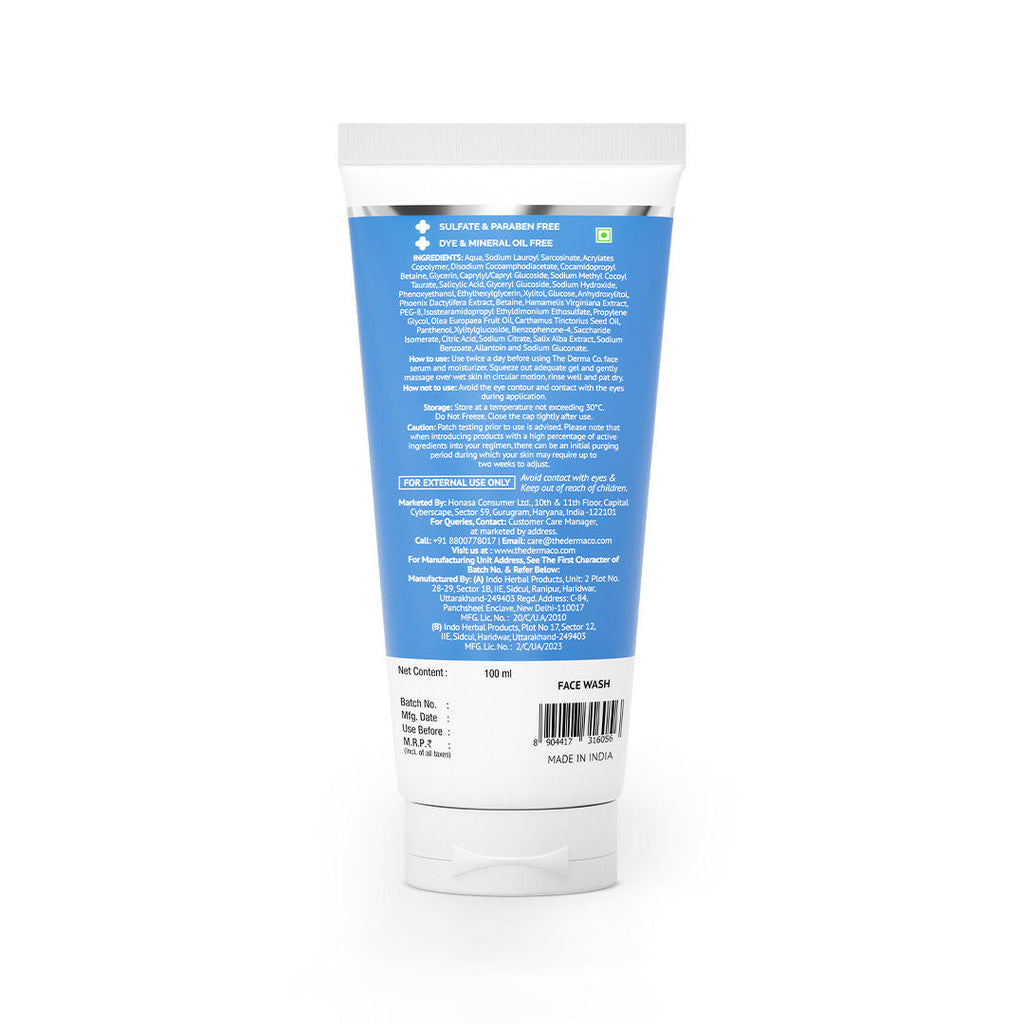 The Derma Co 2% Salicylic Acid Gel Face Wash for Oily Skin with Salicylic Acid & Witch Hazel