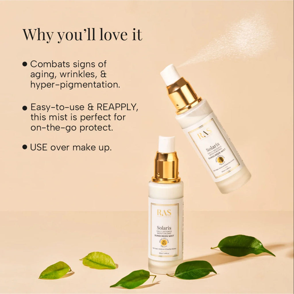 RAS Luxury Oils Solaris Daily Defence Moisturizing Sunscreen SPF 65 PA++++ Mist