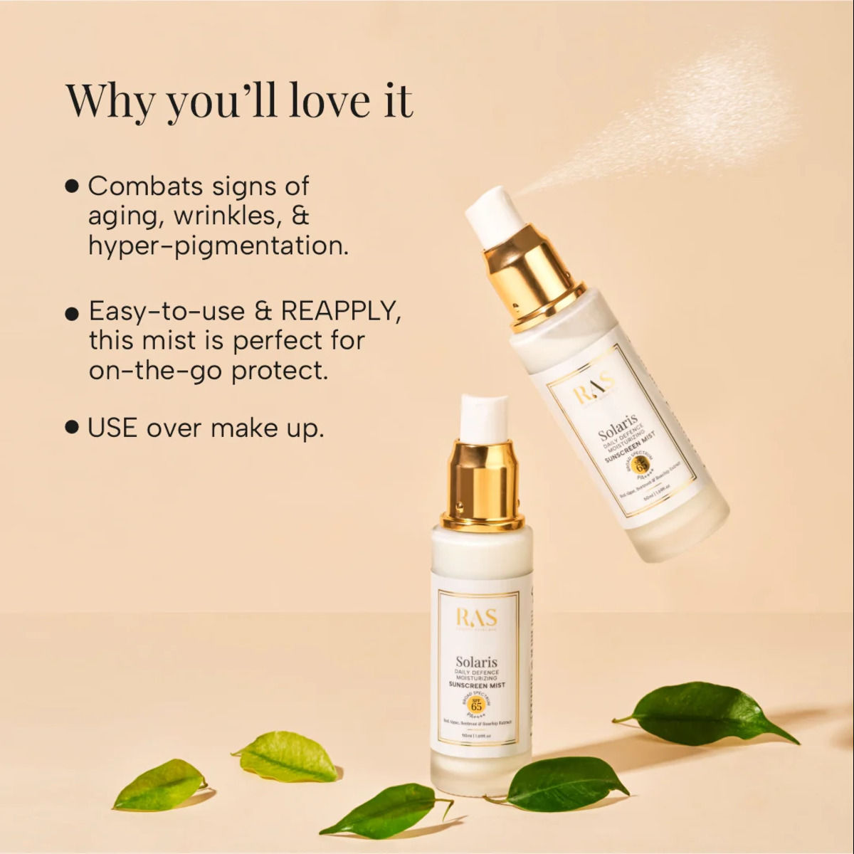 RAS Luxury Oils Solaris Daily Defence Moisturizing Sunscreen SPF 65 PA++++ Mist
