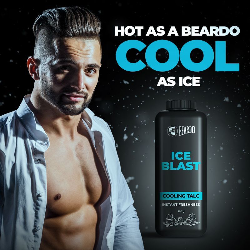 Beardo Ice Blast Cooling Talc Menthol talcum powder for men INSTANT ICY cool freshness