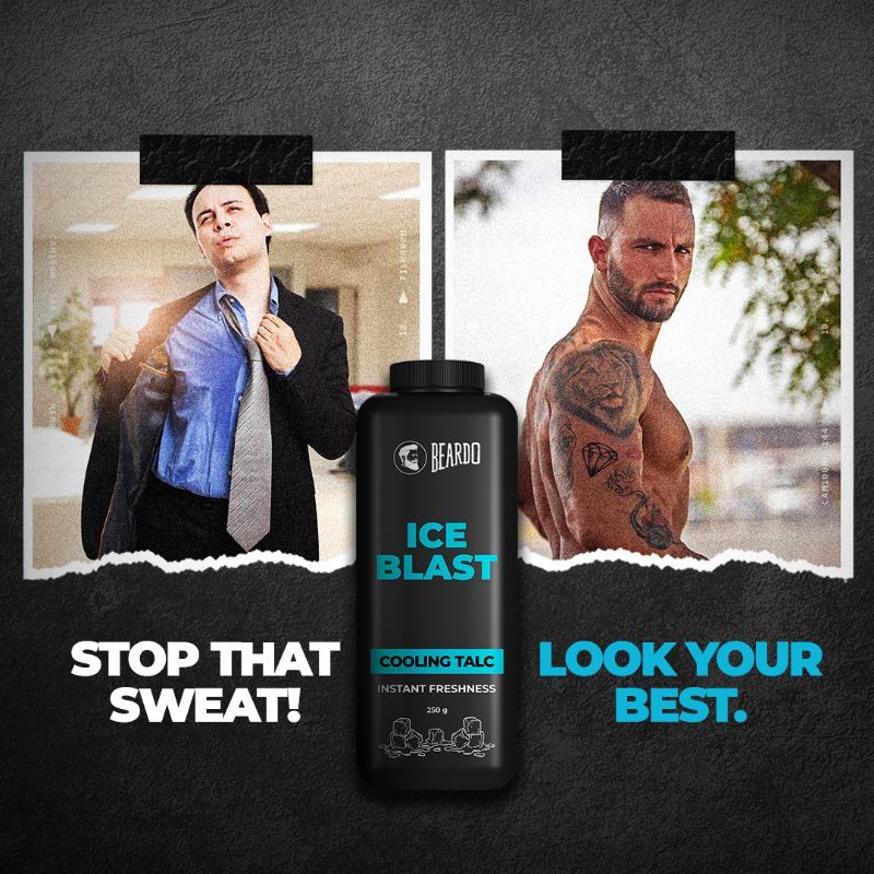 Beardo Ice Blast Cooling Talc Menthol talcum powder for men INSTANT ICY cool freshness
