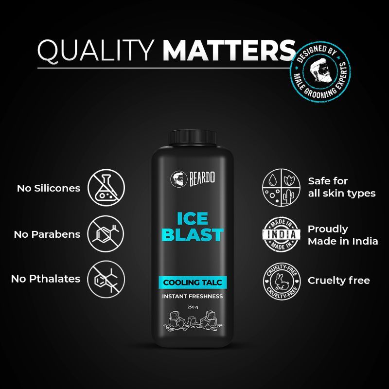 Beardo Ice Blast Cooling Talc Menthol talcum powder for men INSTANT ICY cool freshness