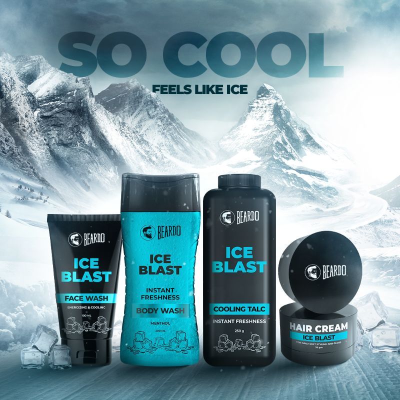 Beardo Ice Blast Cooling Talc Menthol talcum powder for men INSTANT ICY cool freshness