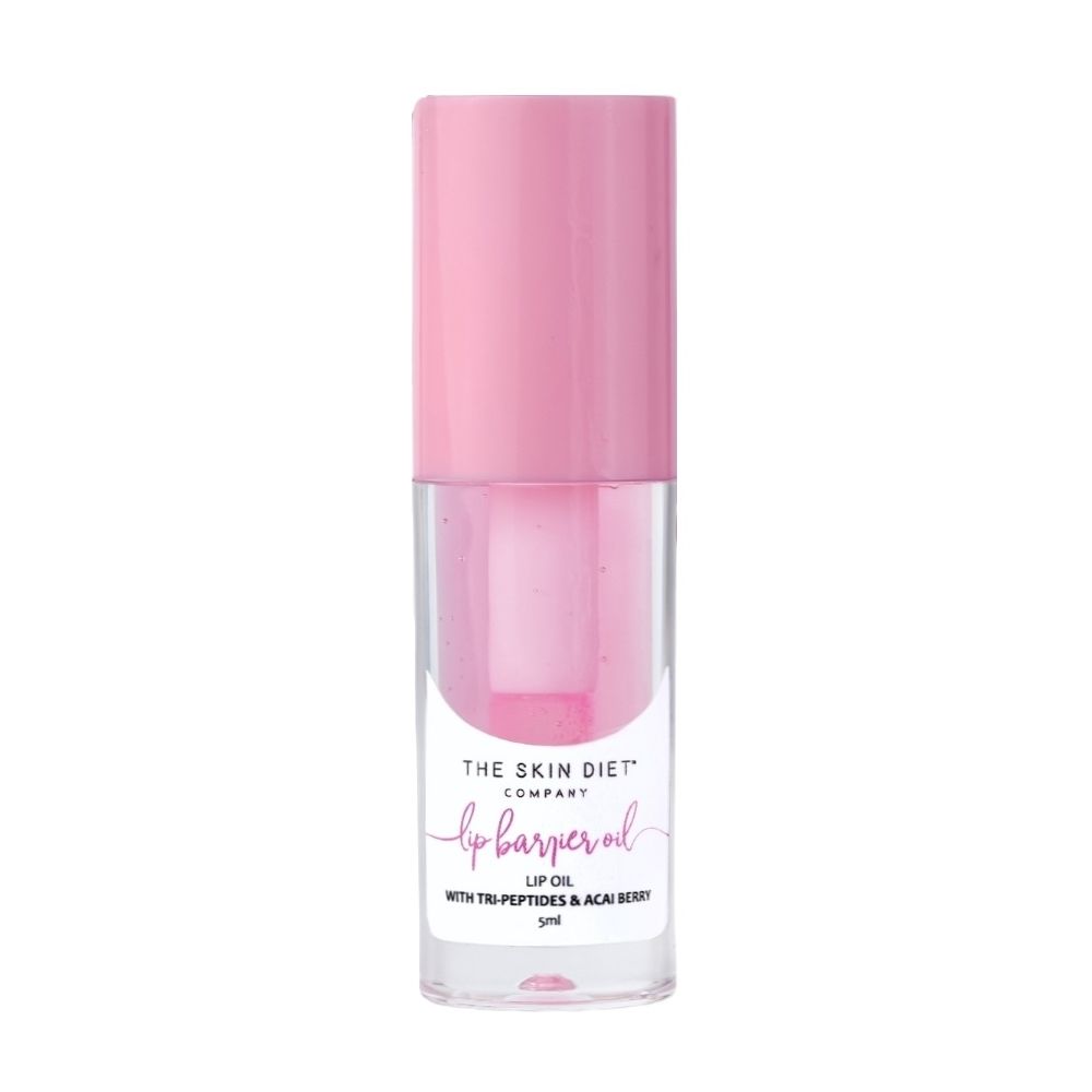 The Skin Diet Company Lip Barrier Oil Clear Gloss with Peptides Hydrates, For Dry & Pigmented Lips
