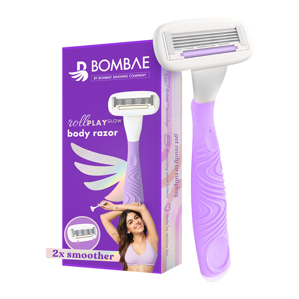 Bombae Rollplay Glow Sensitive Body Razor For Women-2X Smoother Bikini & Underarm Hair Removal Razor