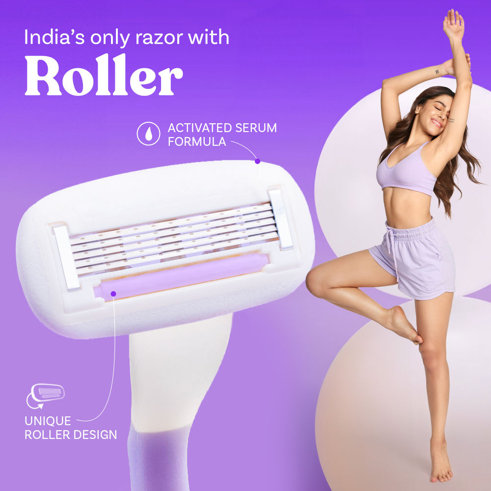 Bombae Rollplay Glow Sensitive Body Razor For Women-2X Smoother Bikini & Underarm Hair Removal Razor