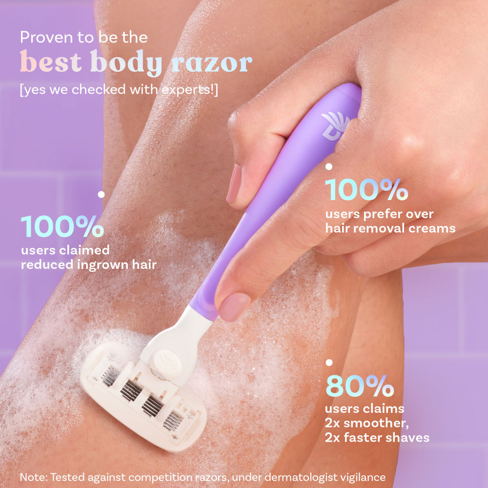 Bombae Rollplay Glow Sensitive Body Razor For Women-2X Smoother Bikini & Underarm Hair Removal Razor