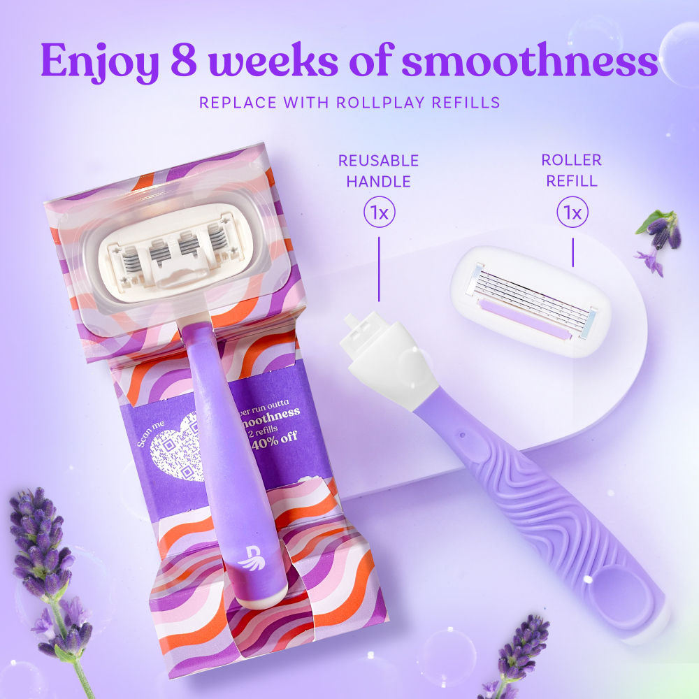 Bombae Rollplay Glow Sensitive Body Razor For Women-2X Smoother Bikini & Underarm Hair Removal Razor
