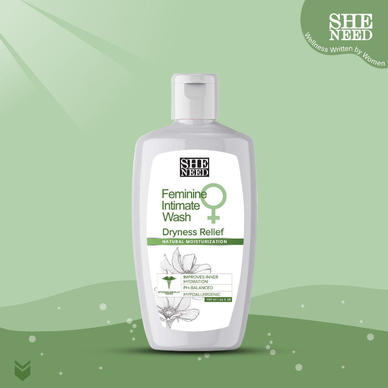 SheNeed Dryness Relief Feminine Intimate Wash – Reduces Flaky Skin, Improves Hydration
