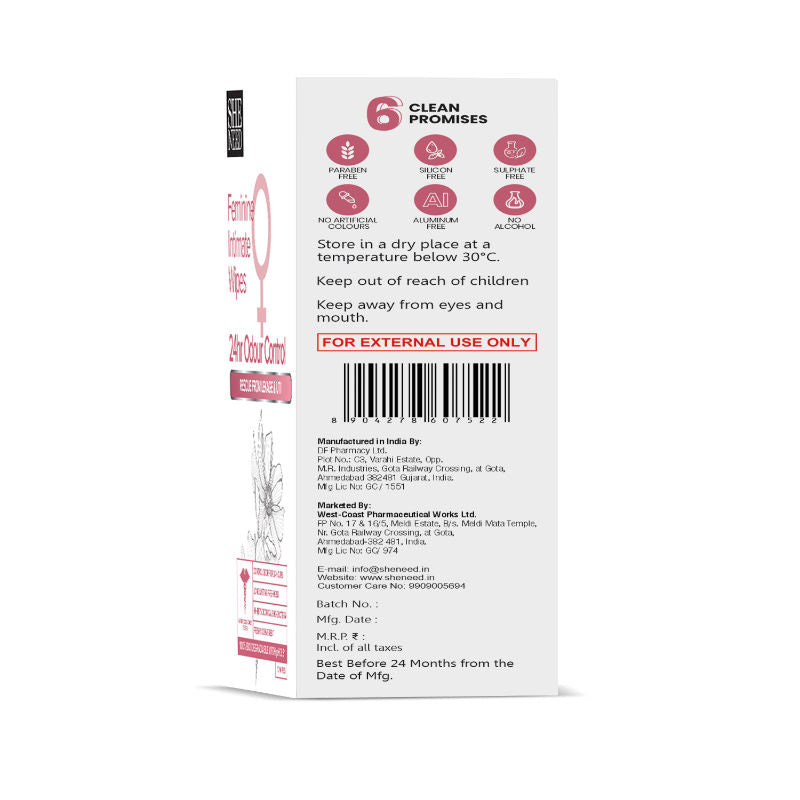 Sheneed 24hr Odour Control Feminine Intimate Wipes